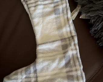 White plaid Christmas stocking