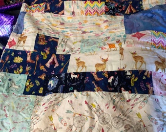 Boho animal girl quilt