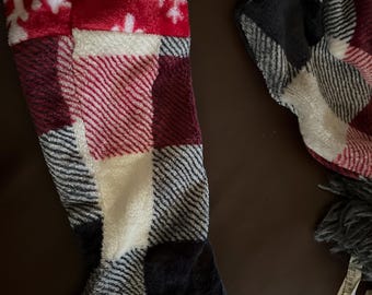 Christmas plaid red snowflake stocking