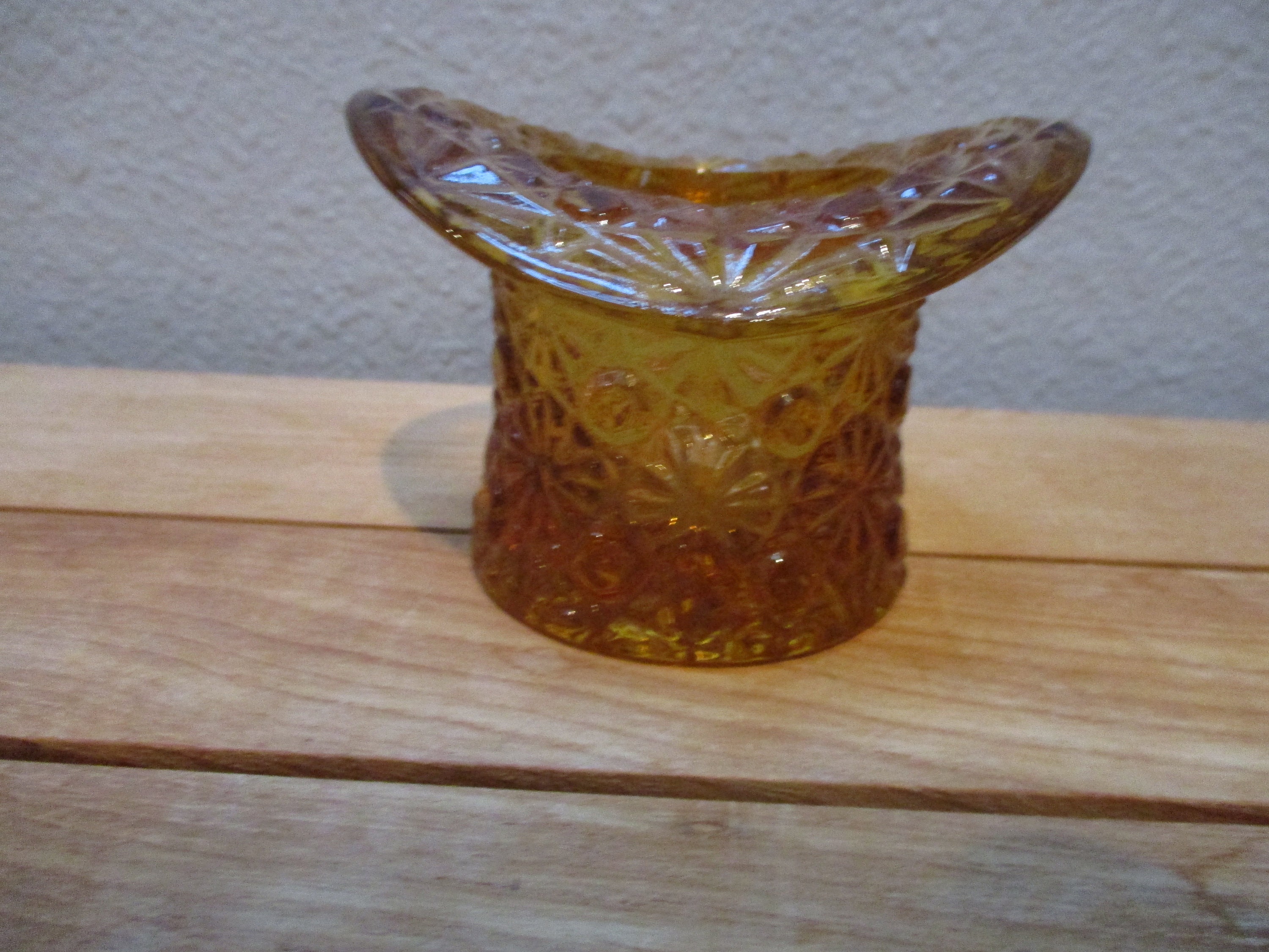 Vintage AMBER CUT GLASS Top hat Votive Candle holder Toothpick Etsy