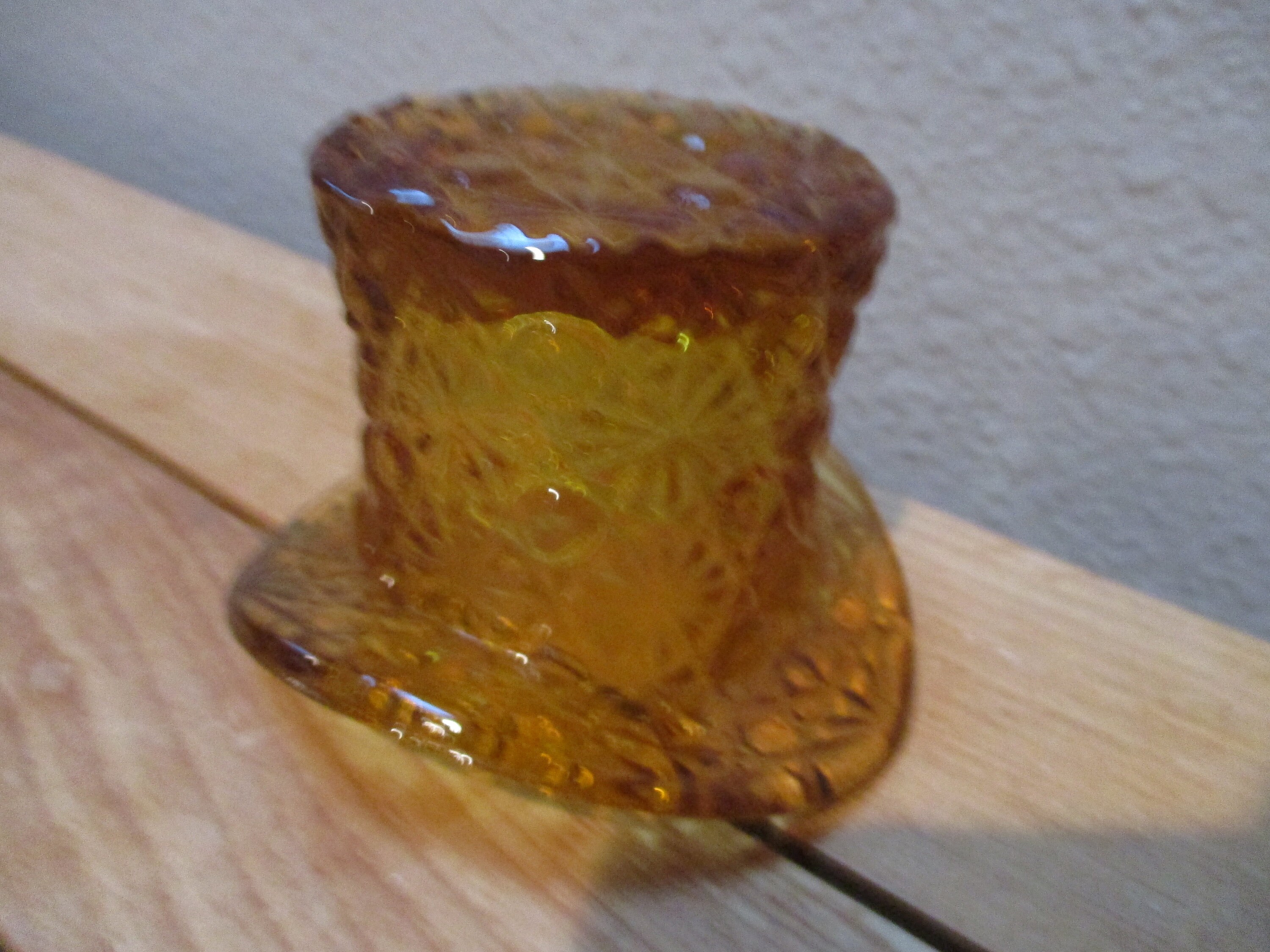 Vintage AMBER CUT GLASS Top hat Votive Candle holder Toothpick Etsy