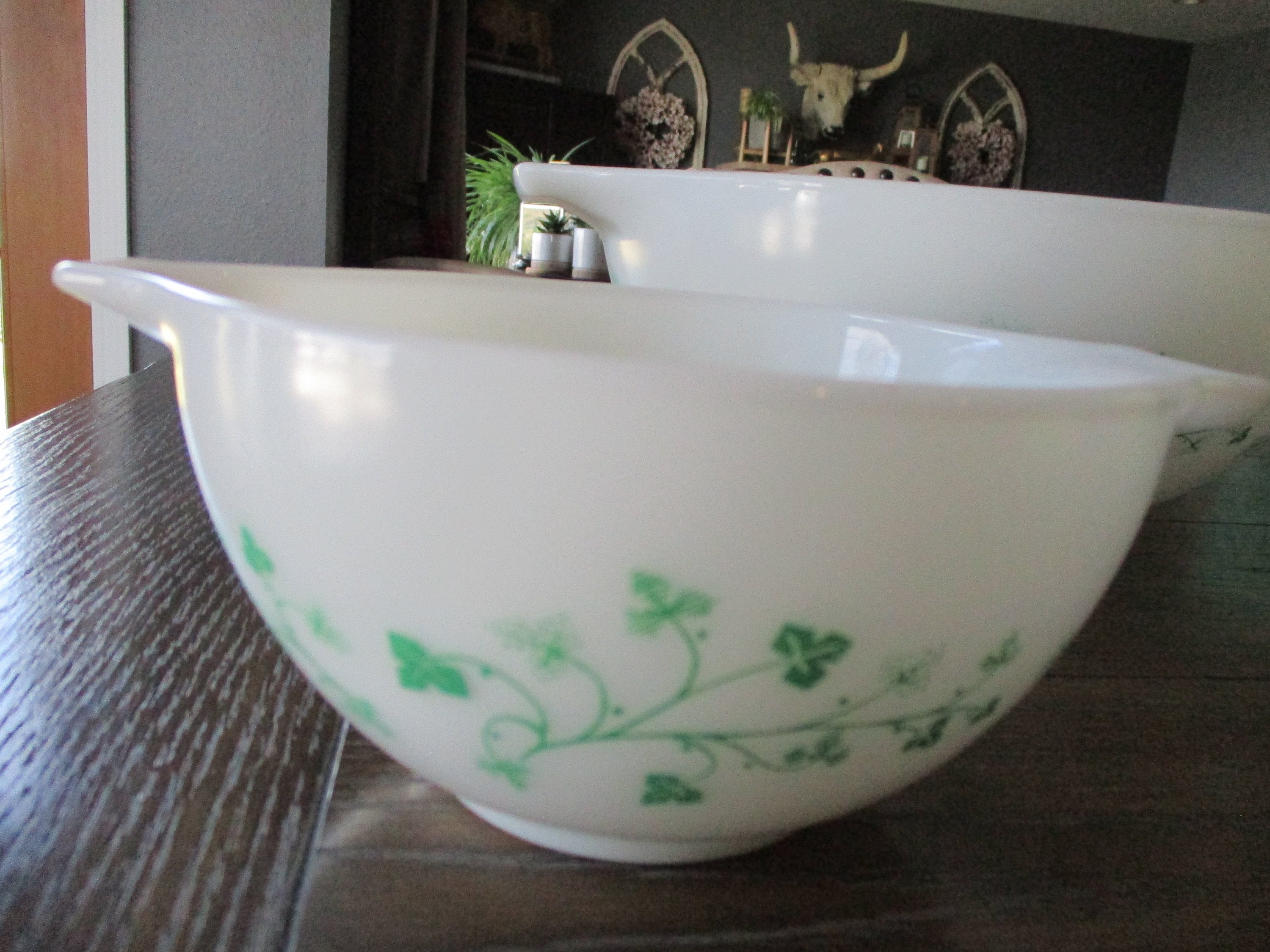 Green IVY PYREX Chip &dip vintage bowl set Etsy