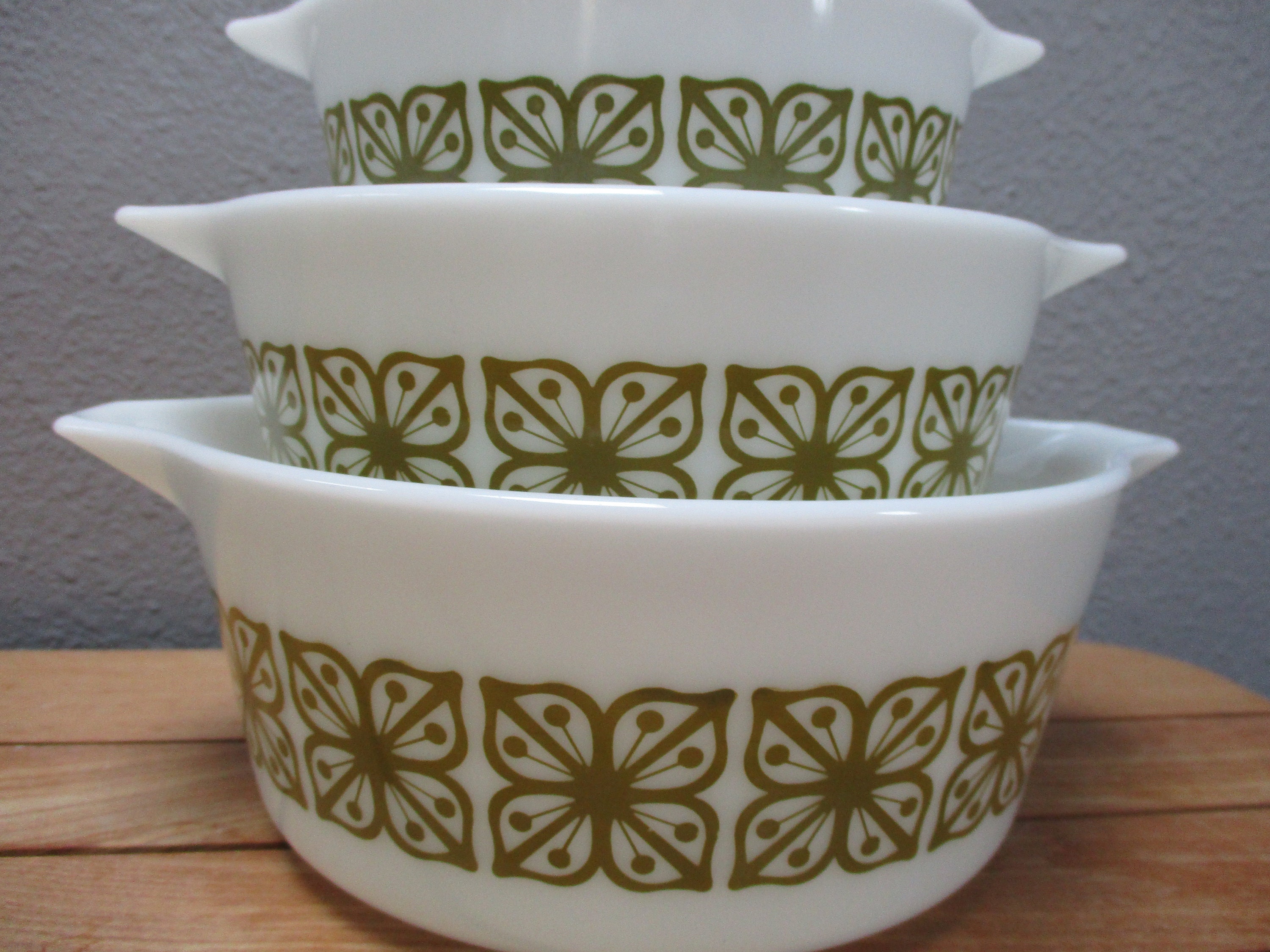 Vintage Pyrex VERDE Green SQUARE FLOWER Casserole Dishes No Etsy