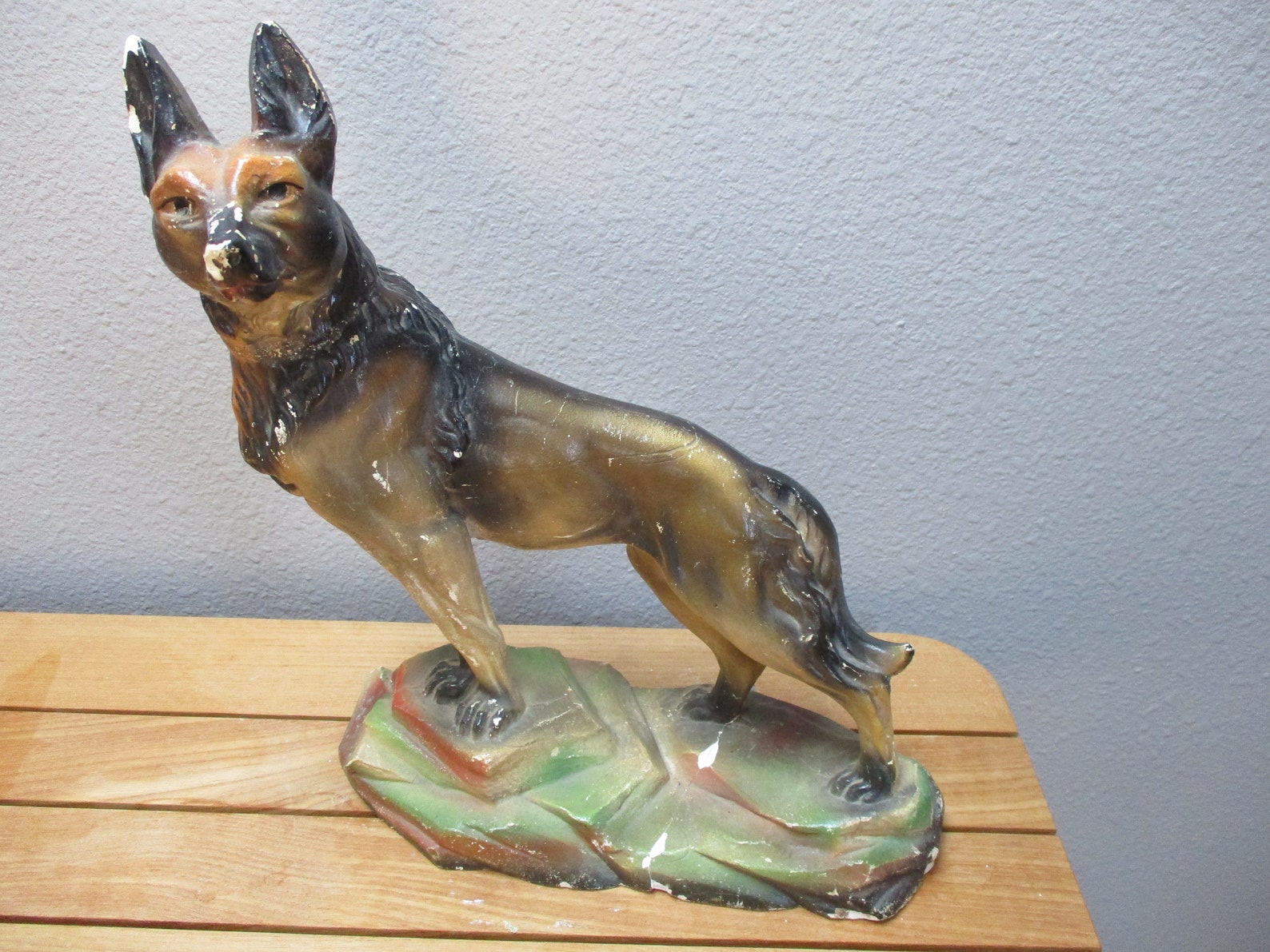 Vintage Large GERMAN SHEPHERD Chalkware Statue Etsy