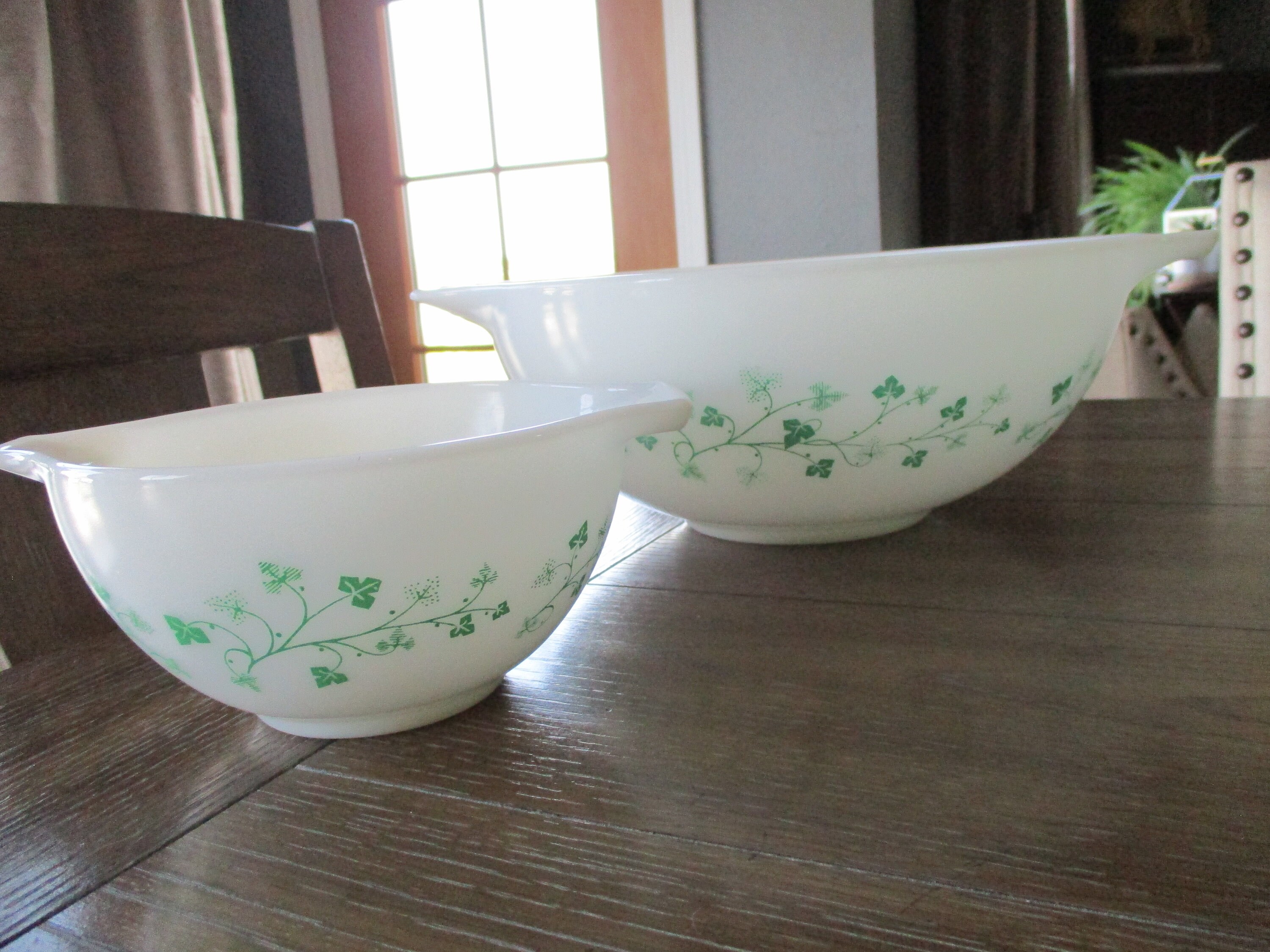 Green IVY PYREX Chip &dip vintage bowl set Etsy