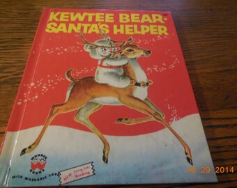 RARE 1956 Kewtee Bear Santa's Helper Wonder Books Clean Christmas