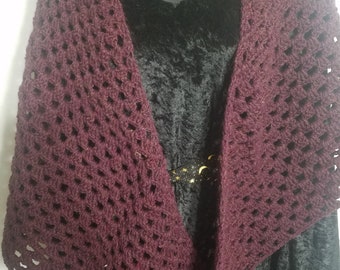 Burgundy wool Symphony Shawl - Luxurious, Rich, and Elegant Wool Wrap"