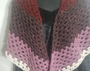 Crimson Rose Alpaca Shawl with Beaded Accents - Luxurious, Handcrafted, and Elegant