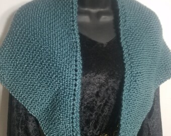 Teal Mist Cotton Shawlette - Elegant, Lightweight, and Versatile Wrap