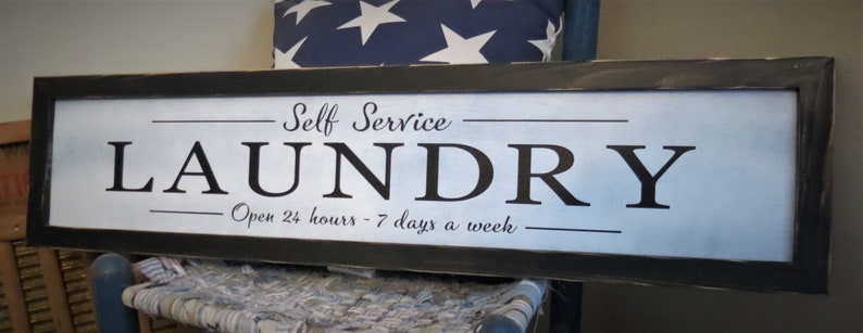 Cartel de la sala de lavandería autoservicio señal de | Etsy