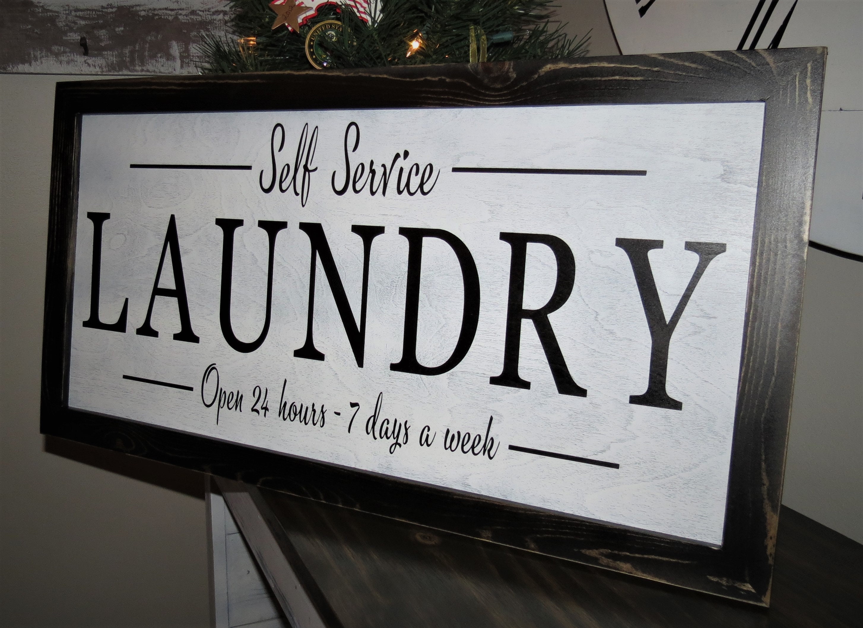 Cartel de la sala de lavandería autoservicio señal de | Etsy