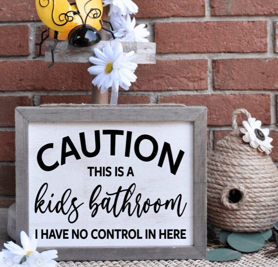 Home & Living Wall Décor Bathroom Sign Framed Wood Sign Kids Bathroom Decor Funny Bathroom Sign