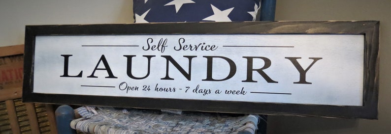 Cartel de la sala de lavandería autoservicio señal de | Etsy
