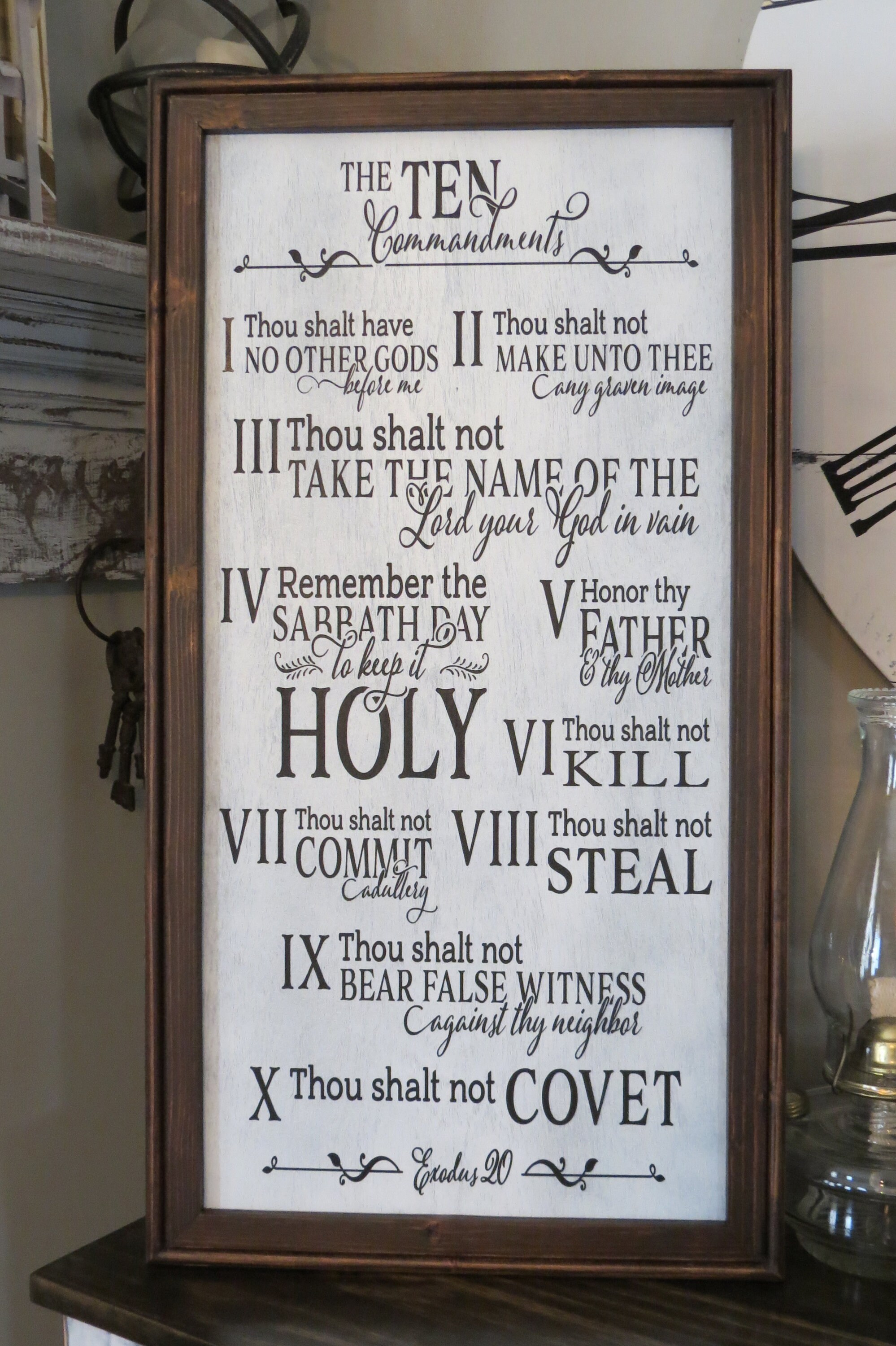 10 Commandments Wall Art Church Decor Home The Ten Wood Sign Farmhouse Religious Gifts For Mom