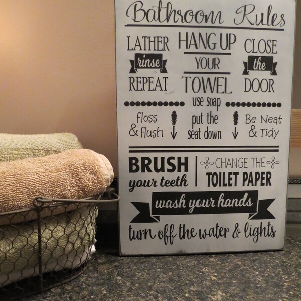 Farmhouse Bathroom Decor, Bathroom Rules, Home Decor, Rustic Bathroom Decor, Brush Your Teeth, Gifts For Her, Wooden Sign, Home and Living