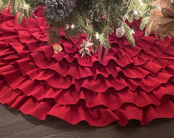 Ruffled Tree Skirt - Choose color and size - SERGED Edges