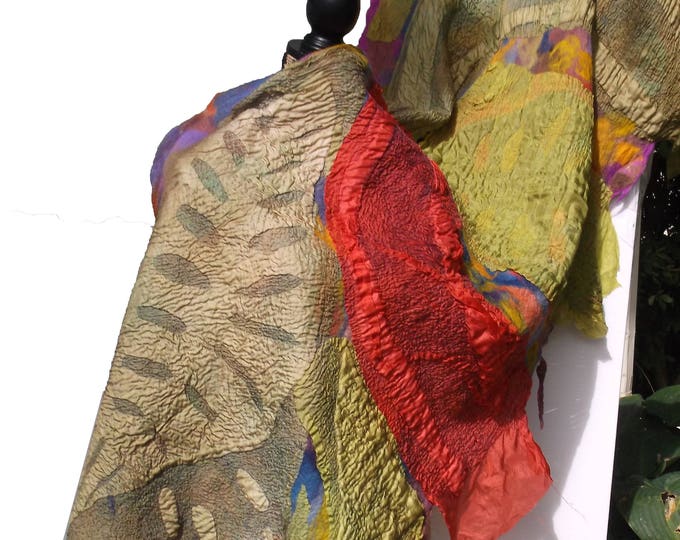 Nuno Felted Shawl GOLDEN OLIVE /earthly Colorsapr.72in.x 25-30 In ...