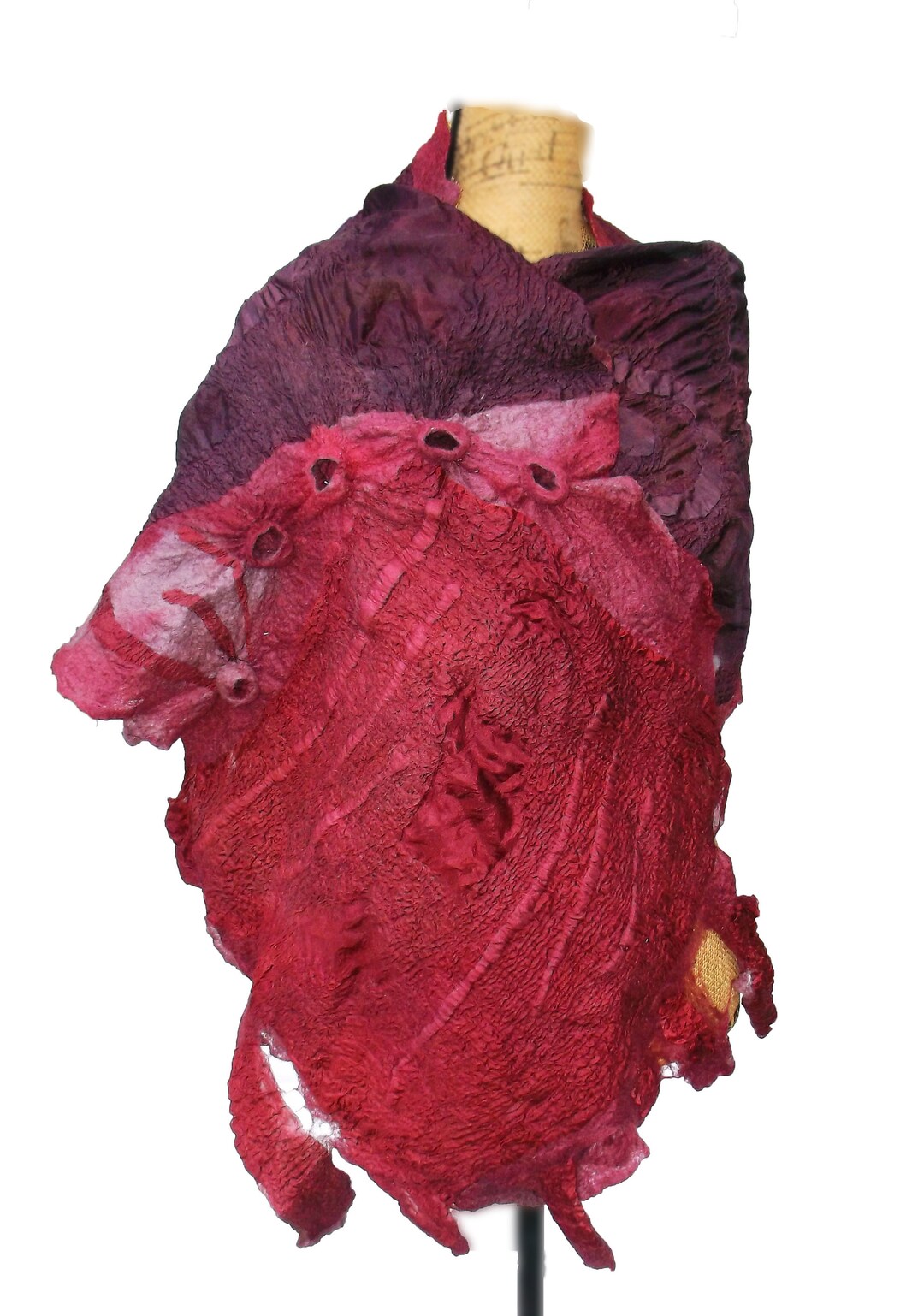 Crimson Red Nuno Felted Shawl70in.x20in.merino Wool Shawl - Etsy