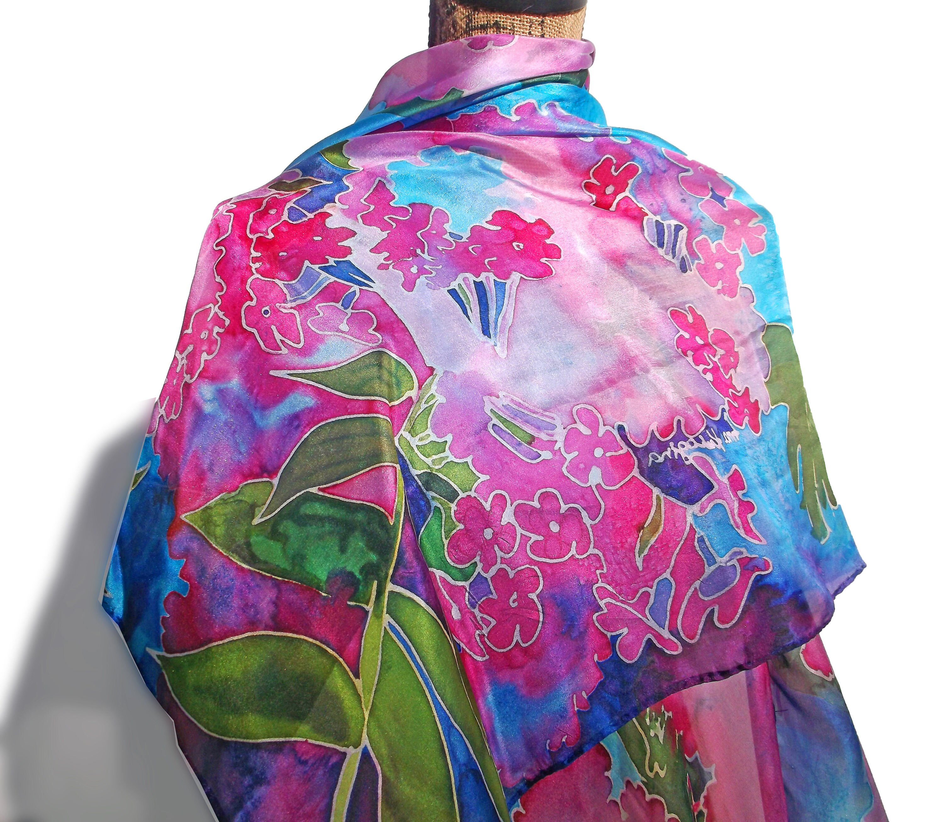 Large Silk Shawl Pink Flox 73in.x 25in Silk Chiffon - Etsy