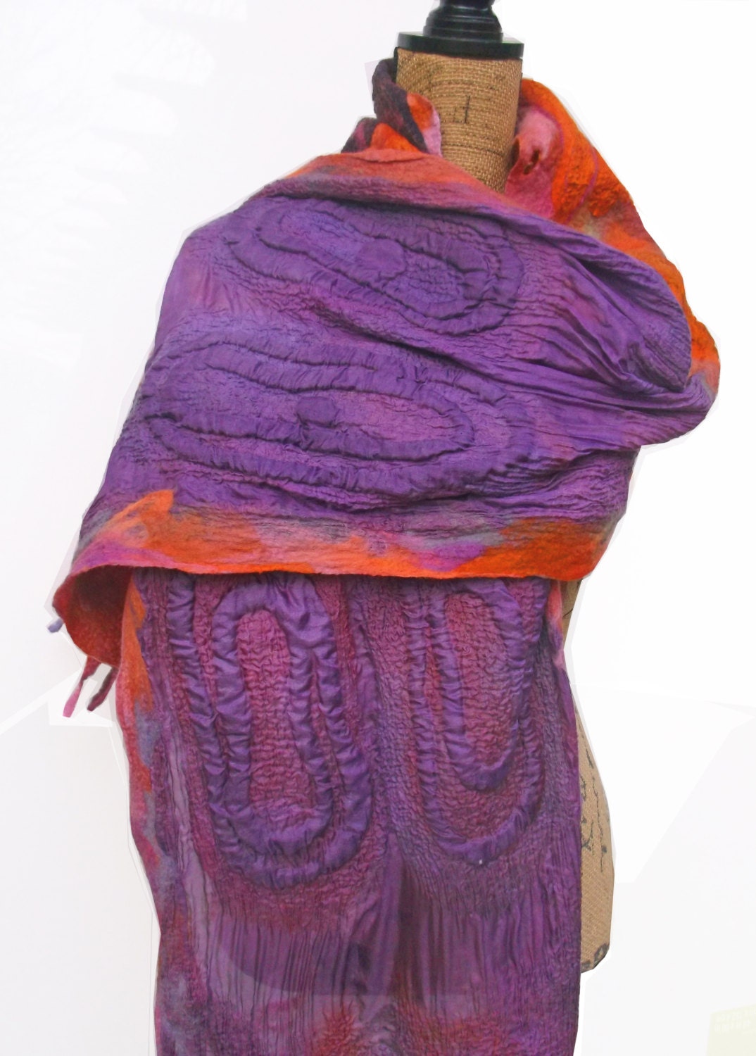 Nuno Felted Shawl AZALIA PINK and VIOLET 71in.x 17in / 179cm - Etsy