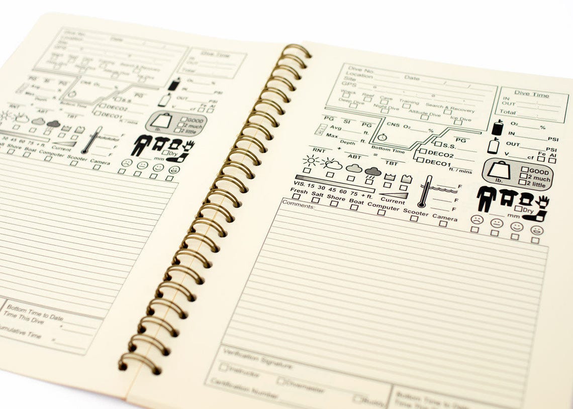 Dive Log Pages Printable File Scuba Diver Log Book Pages Etsy