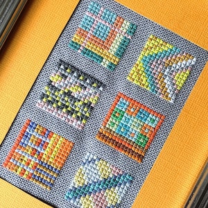 Cross stitch pattern, graphic, retro, colour, embroidery, instant download PDF, embroiderinchie, TamariskDesign