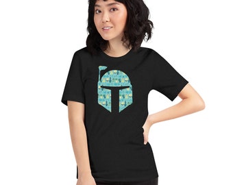 Mid Mod Bounty Hunter Pattern Boba Fett Helmet T Shirt Womens