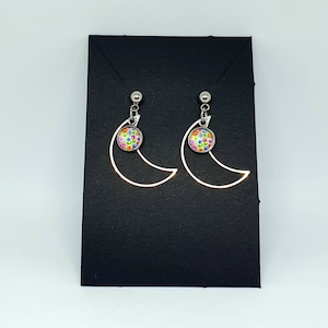 Pendientes Wycinanki Stainless Steel Moon Stud