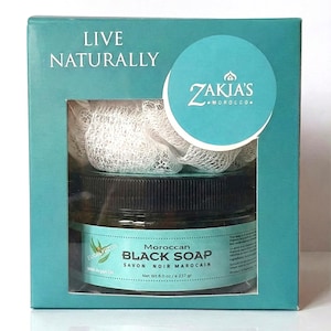 Moroccan Black Soap Exfoliating Kessa Gift Box - Original Eucalyptus