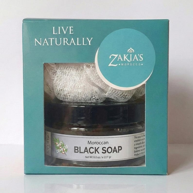 Moroccan Black Soap Exfoliating Kessa Gift Box - Original Original Unscented