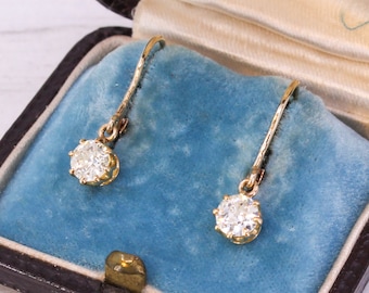 Edwardian 1.01 Carat Old Cut Diamond Drop Earrings, circa 1910
