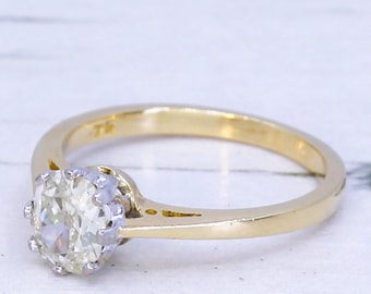 Late 20th Century Old Oval Cut Diamond Engagement Ring, circa 1980