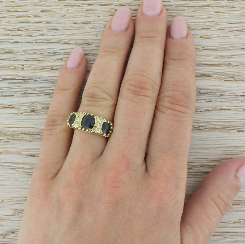 Late 20th Century Sapphire /& Diamond Trilogy Ring circa 1975