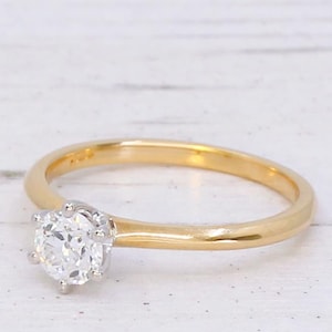 0.51 Carat Old Cut Diamond Engagement Ring, 18k Yellow Gold & Platinum