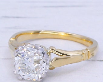 Mid Century 1.72 Carat Old Cut Diamond Engagement Ring, circa 1950