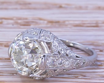 Art Deco 2.81 Carat Old European Cut Diamond Ring, circa 1920