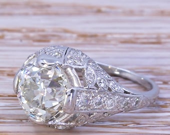 Art Deco 2.81 Carat Old European Cut Diamond Ring, circa 1920