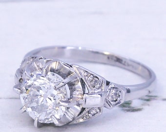 Art Deco 1.31 Carat Old Cut Diamond Engagement Ring, circa 1930
