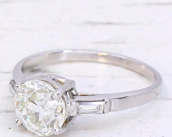 Art Deco 2.23 Carat Old European Cut Diamond Engagement Ring, circa 1930