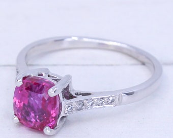 Mid Century 2.06 Carat Natural Pink Sapphire Solitaire Ring, circa 1960