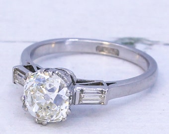 Art Deco 1.53 Carat Old Cut Diamond Engagement Ring, circa 1925