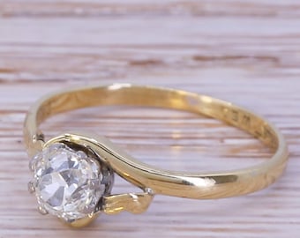 Edwardian 0.72 Carat Old Cut Diamond Solitaire Ring, circa 1910