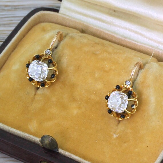 Victorian 1 80 Carat Old Cut Diamond Earrings French Circa Etsy