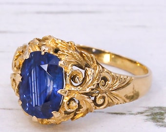 Victorian 2.00 Carat Ceylon Sapphire Solitaire Ring, circa 1900