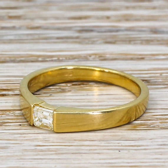 Modern 0.20 Carat Emerald Cut Diamond Solitaire Ring 18k Gold - Etsy