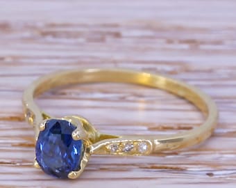 Art Deco 0.50 Carat Unheated Sapphire Solitaire Ring, circa 1915