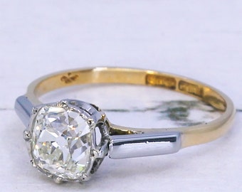 Edwardian 1.54 Carat Old Cut Diamond Engagement Ring, circa 1910