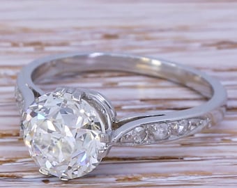 Art Deco 2.14 Carat Old Cut Diamond Engagement Ring, circa 1920