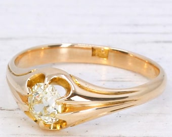 Antiker 0.72 Karat Fancy Gelber Altschliff Diamant Ring, circa 1900