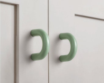 U Handle furniture Cabinet pull Girl's room furniture White pull closet door pull drawer green handle Furniture fitting pull for home -A482